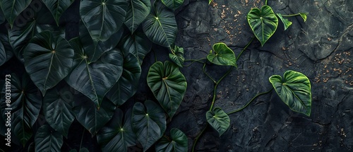 Nature leaves, green tropical forest, background illustration concept