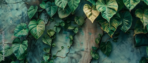 Nature leaves, green tropical forest, background illustration concept photo