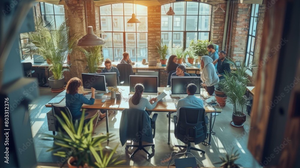 A group of people working in an office A group of people working in an office
