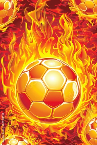 Soccer ball ablaze with symbolic fire and embers, epitomizing the intensity of competitive spirit