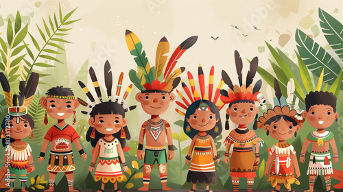 indigenous people native tribes themed illustration