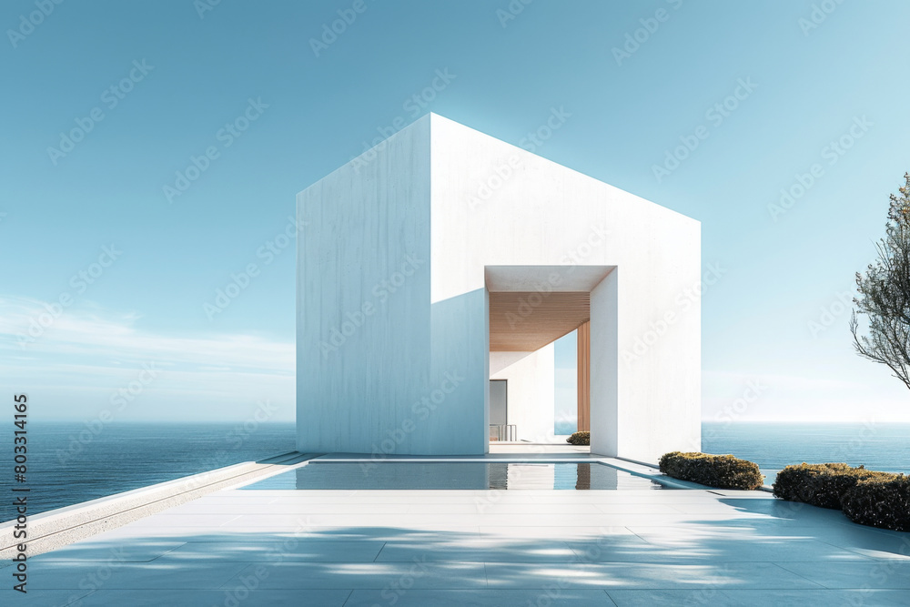 Modern buildings by the lake,Empty architectural background. Modern buildings by the lake,Empty architectural background.
