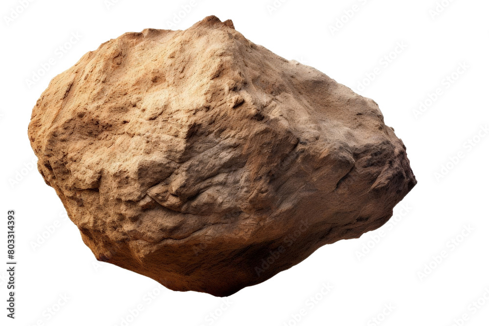 A large rock is floating in the air, white background, transparent background A large rock is floating in the air, white background, transparent background
