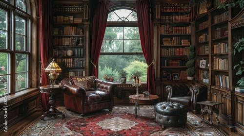 Elegant Victorian Reading Nook, generative ai
