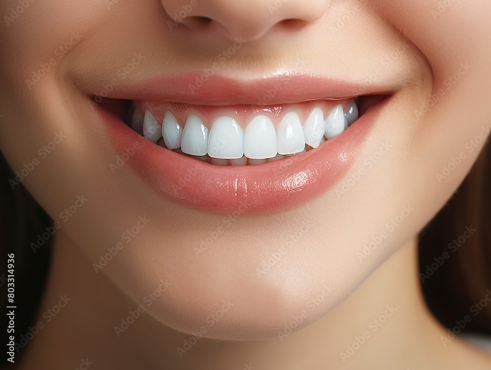 Fototapeta premium Close-up portrait of woman with beautiful white teeth smiling