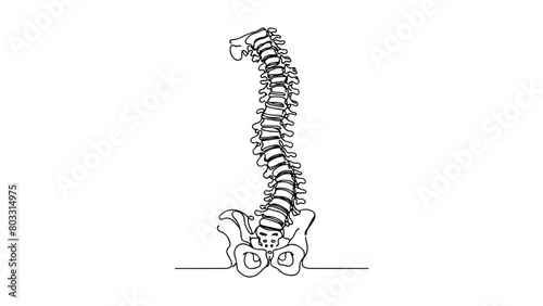 continuous line drawing of a human spine