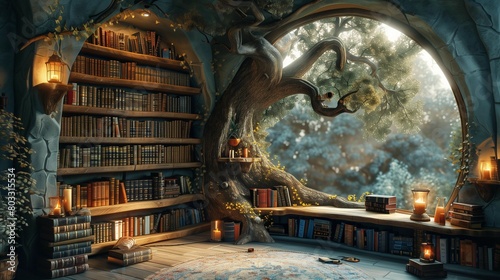 Fantasy Library Wonderland, generative ai