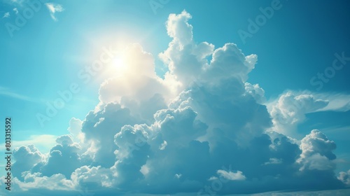 Blue sky with white clouds background photo
