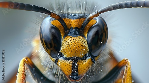 Detailed Close-up of a Wasp in High Contrast
