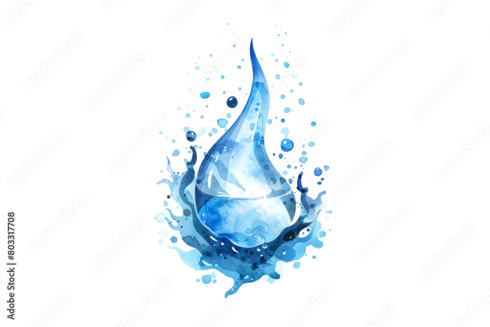 Obraz premium Water splash on white background in watercolor style