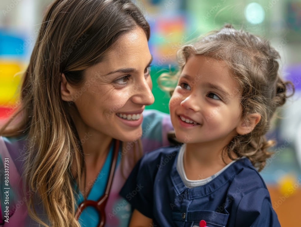 Pediatrician with young patient Pediatrician with young patient