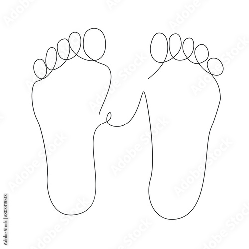 Foot elegance female leg in Continuous one line drawing illustration art vector design