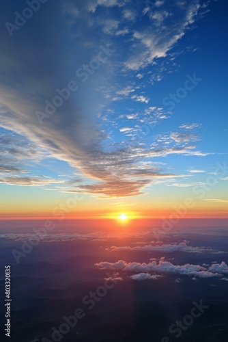 A beautiful sunset from above the clouds