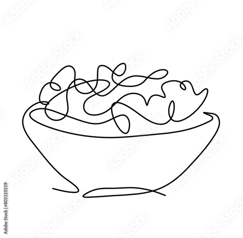 Abstract salad as line drawing on white