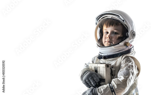 Little Boy in Astronaut Suit isolated on Transparent background.