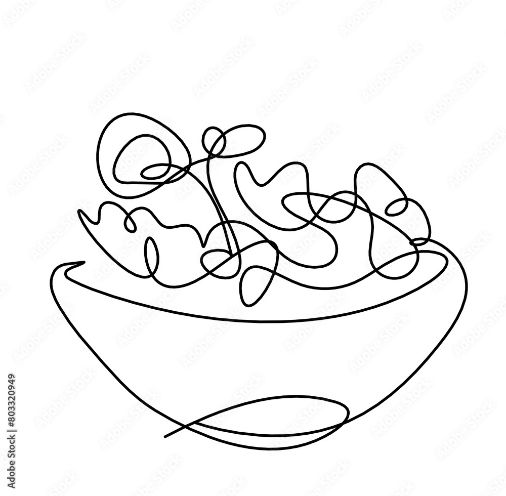 Abstract salad as line drawing on white Abstract salad as line drawing on white
