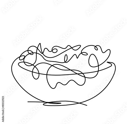 Abstract salad as line drawing on white