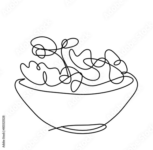 Abstract salad as line drawing on white