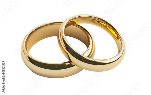 Pair of Golden Wedding Rings isolated on Transparent background.