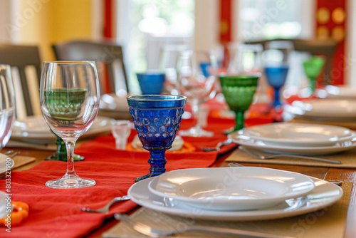 Table Set for a Family Meal in a Warm, Inviting Dining Room