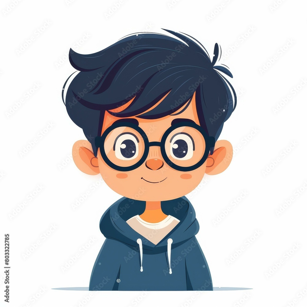 A cartoon boy with glasses
