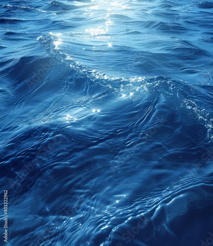 Deep Blue Ocean Water Surface with Glistening Sunlight photo