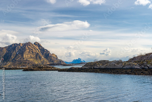 nature sceneries inside the area surroundings of Leknes, Lofoten Islands, Norway, during the spring season