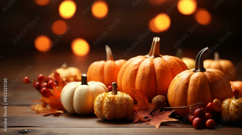 A beautiful Thanksgiving still life with pumpkins and fall leaves. A beautiful Thanksgiving still life with pumpkins and fall leaves.