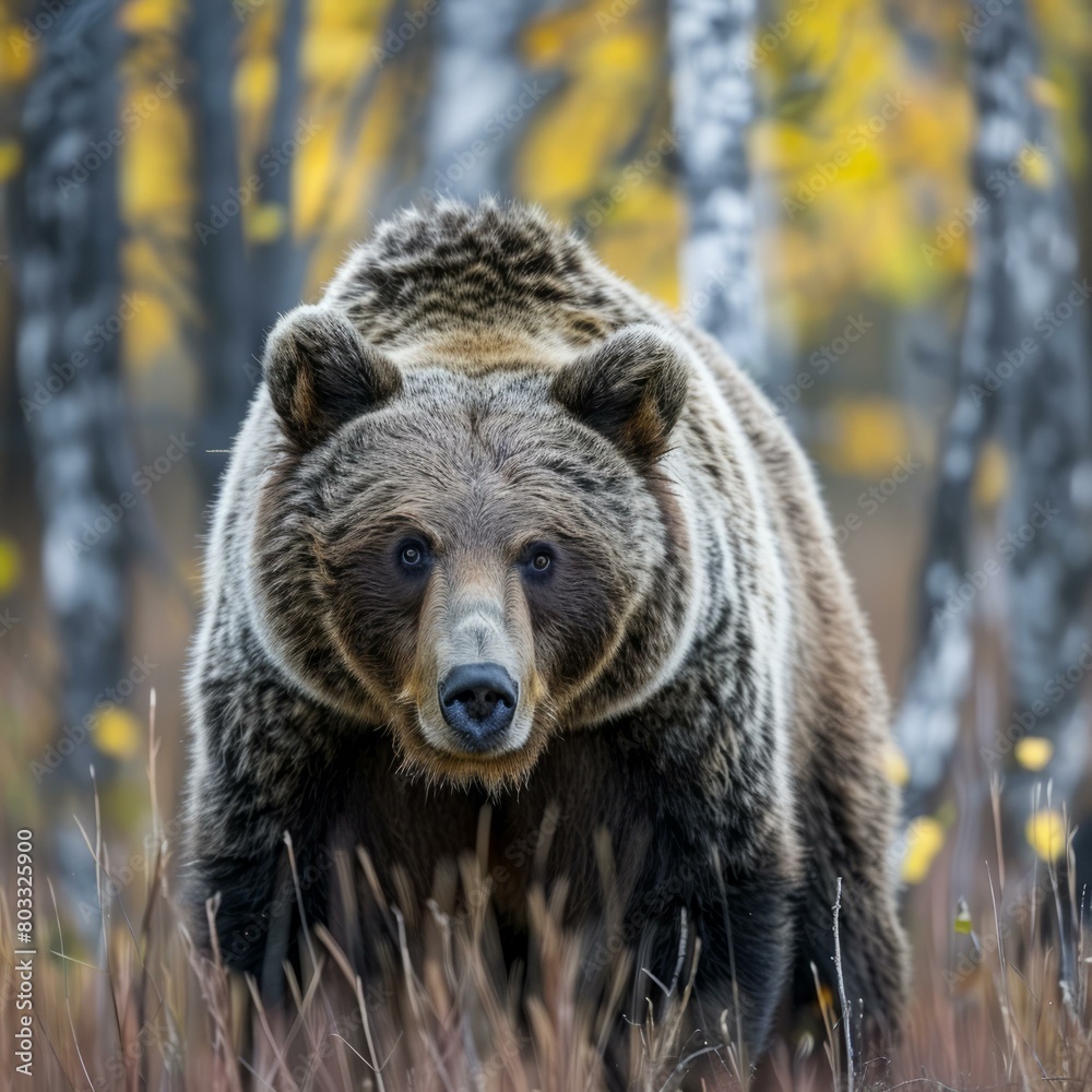 Close-up portrait of a large male grizzly bear in the fall Close-up portrait of a large male grizzly bear in the fall