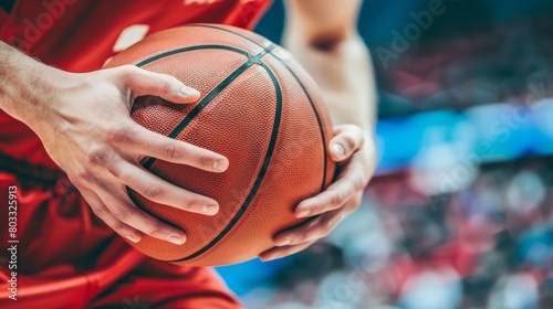Basketball player s determined hands reaching for rebound, olympic sports concept