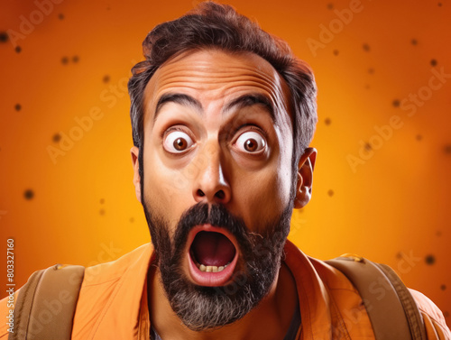 shocking face of young man