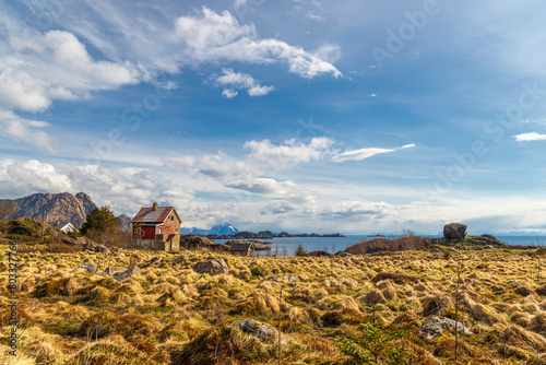 nature sceneries inside the area surroundings of Leknes, Lofoten Islands, Norway, during the spring season photo