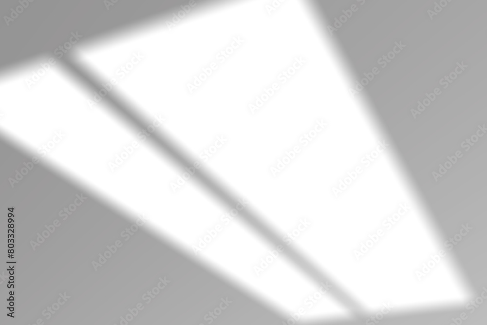 Realistic window shadow overlay effect on transparent background. Falling window shadow blur shadows on white wall. White and black to overlay on photo or layout.