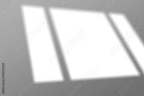Realistic window shadow overlay effect on transparent background. Falling window shadow blur shadows on white wall. White and black to overlay on photo or layout.
