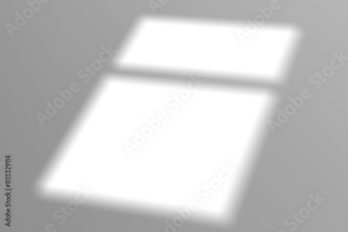 Realistic window shadow overlay effect on transparent background. Falling window shadow blur shadows on white wall. White and black to overlay on photo or layout.