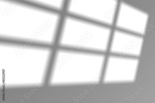 Realistic window shadow overlay effect on transparent background. Falling window shadow blur shadows on white wall. White and black to overlay on photo or layout.
