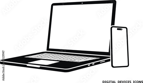 Responsive design laptop and phone screen icon