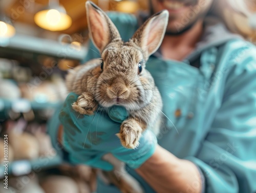 Man holding a rabbit in his hands