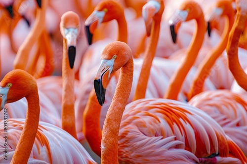 Group of Flamingos Standing Together