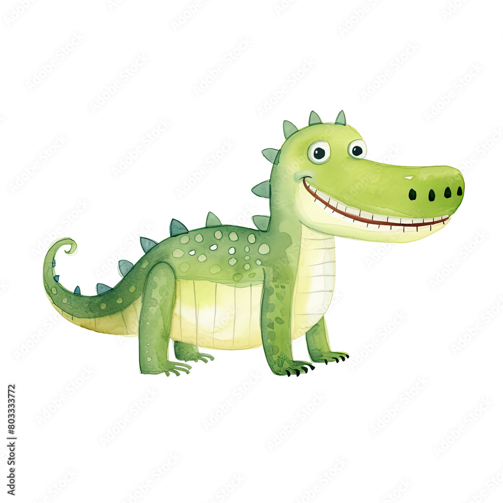 Obraz premium AI-Generated Watercolor Alligator Clip Art Illustration. Isolated elements on a white background.