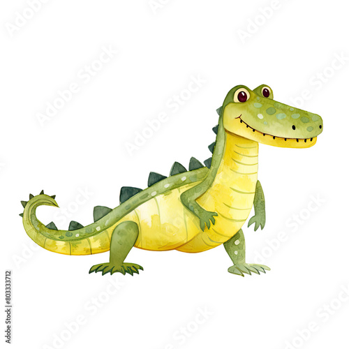 AI-Generated Watercolor Alligator Clip Art Illustration. Isolated elements on a white background. © beyouenked