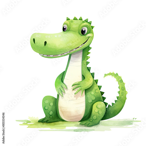 AI-Generated Watercolor Alligator Clip Art Illustration. Isolated elements on a white background.