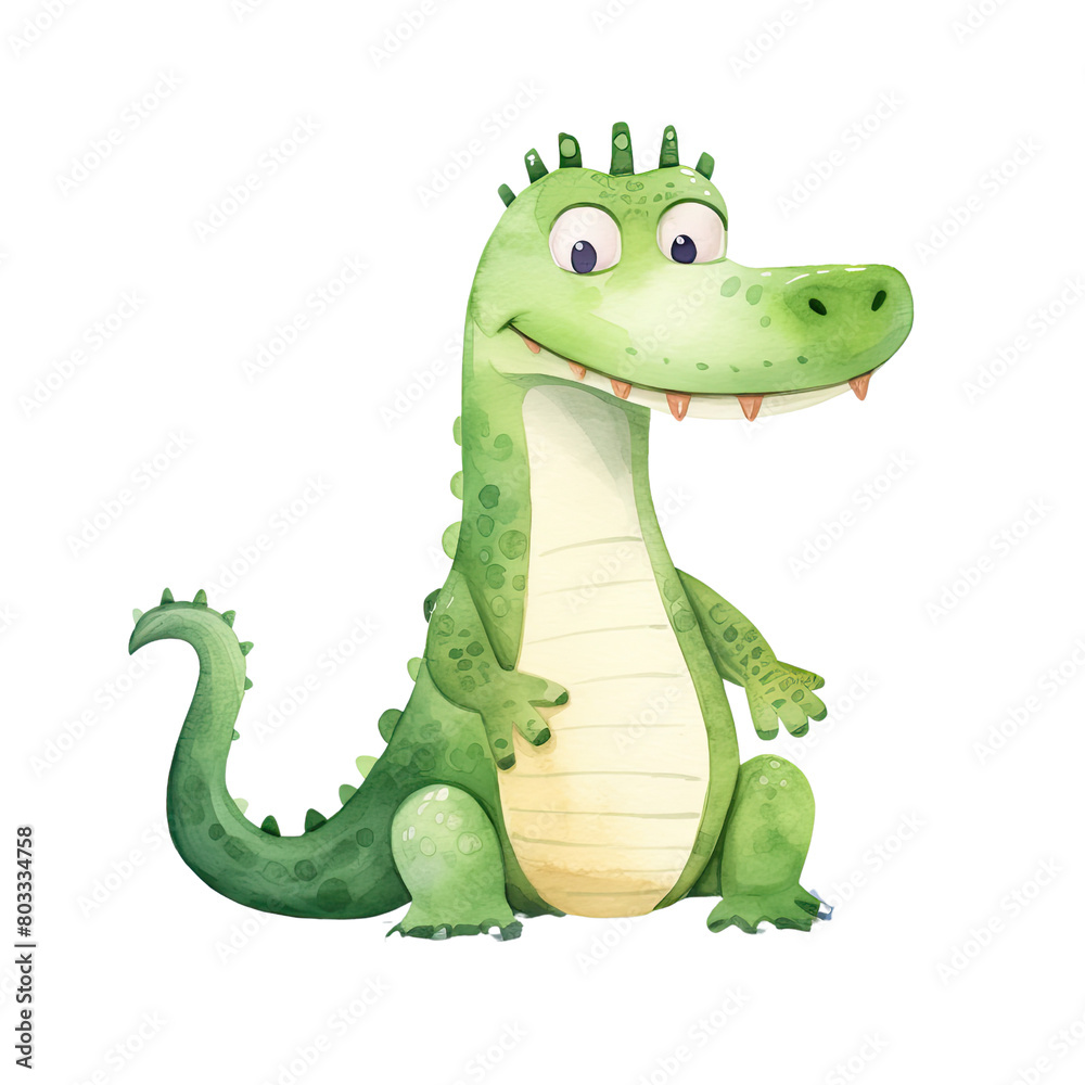 AI-Generated Watercolor Alligator Clip Art Illustration. Isolated elements on a white background.
