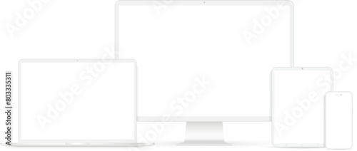 Set white mockup technology devices with white empty display