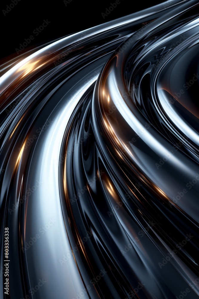 A black and shiny background with a swirl of metallic colors, AI A black and shiny background with a swirl of metallic colors, AI