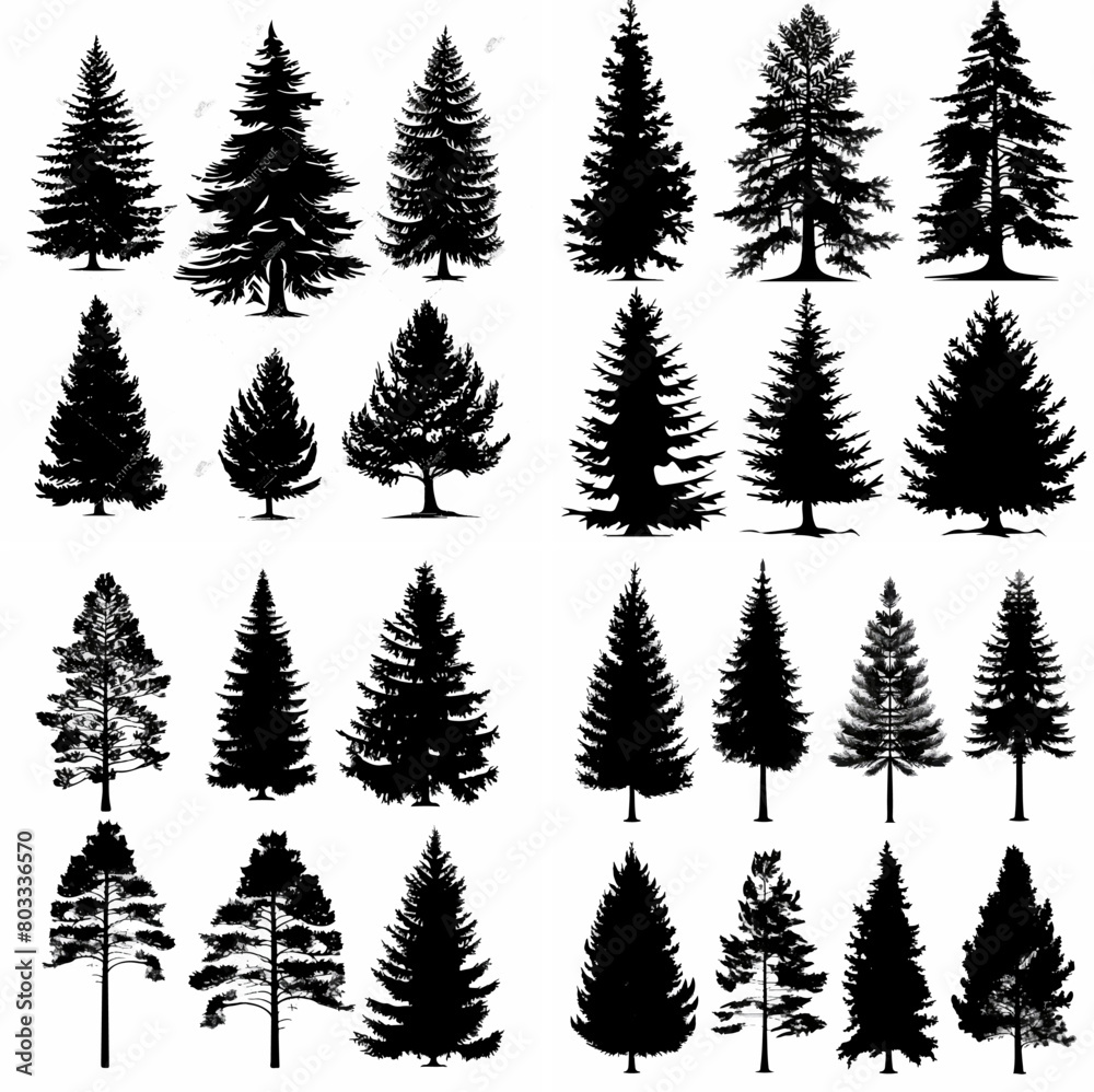 black tree silhouette set pure badge eco outline recreation breath emblem label protection graphic pine trunk woodland black tree silhouette set pure badge eco outline recreation breath emblem label protection graphic pine trunk woodland