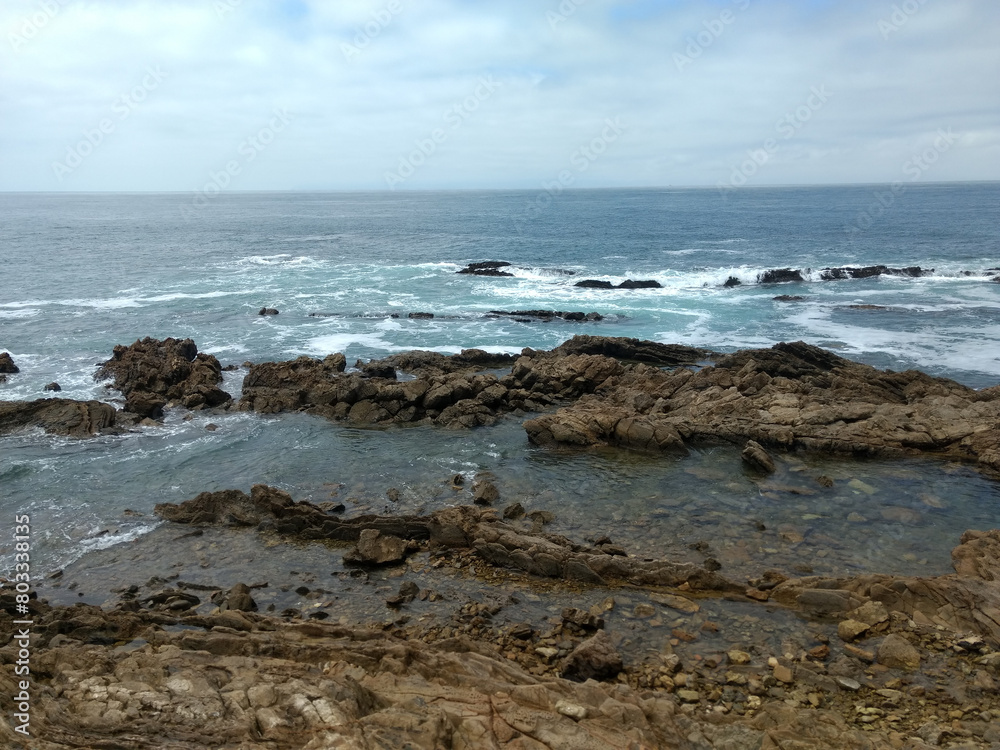Ocean view at Palos Verdes Peninsula, Los Angeles, California. Beautiful marine landscape. Sea coast rocks and waves. Ocean view at Palos Verdes Peninsula, Los Angeles, California. Beautiful marine landscape. Sea coast rocks and waves.