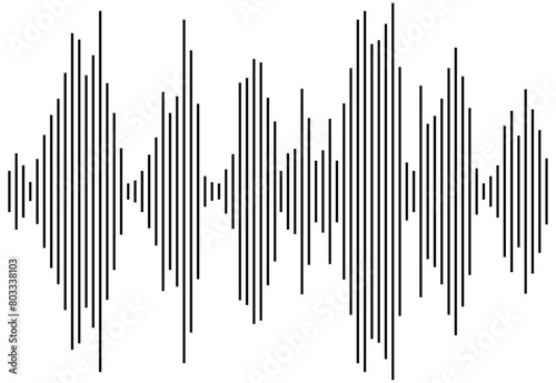 Radio Wave icon. Monochrome simple sound wave on whitet background. Vector sound wave icon. Music player sound bar. Record interface. Equalizer icon with soundwave line. vector illustration. Eps 10 © Quirk Craft Studio