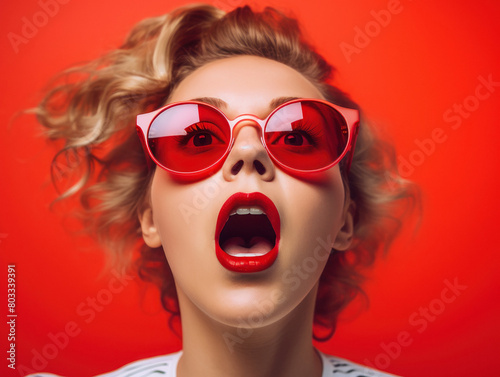 Young woman giving shocking expression