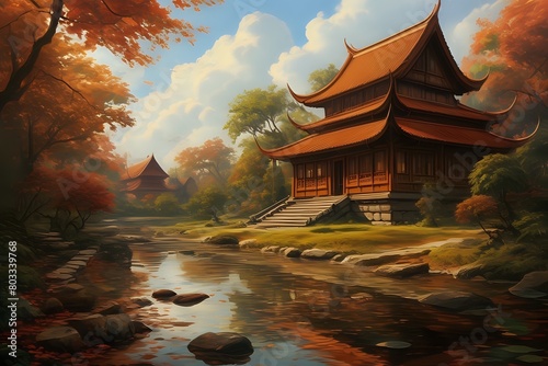 japanese temple in autumn © piyada